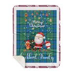 Personalized Gift Tartan Plaid Blanket Clan Lockhart With Funny Santa Snowman Reindeer Merry Christmas Gift Sherpa Blanket, blue plaid sherpa blanket,blue tartan sherpa blanket,Buchan,buffalo plaid sherpa blanket,christmas sherpa blanket,Christmas Throw Blanket