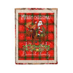 Personalized Gift Plaid Tartan Blanket Clan Darroch With Moose Lover Xmas Gift Santa Riding Christmas Fleece Blanket