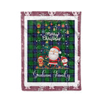 Personalized Gift Tartan Plaid Blanket Clan Graham of Menteith With Funny Santa Snowman Reindeer Merry Christmas Fleece Blanket, Christmas Blanket, Plaid Blanket, Tartan Blanket,Scottish Blanket