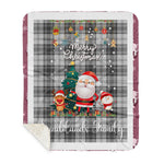 Personalized Gift Tartan Plaid Blanket Clan Sandilands Grey With Funny Santa Snowman Reindeer Merry Christmas Gift Sherpa Blanket, blue plaid sherpa blanket,blue tartan sherpa blanket,Buchan,buffalo plaid sherpa blanket,christmas sherpa blanket,Christmas Throw Blanket