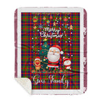 Personalized Gift Tartan Plaid Blanket Clan Gow With Funny Santa Snowman Reindeer Merry Christmas Gift Sherpa Blanket, blue plaid sherpa blanket,blue tartan sherpa blanket,Buchan,buffalo plaid sherpa blanket,christmas sherpa blanket,Christmas Throw Blanket