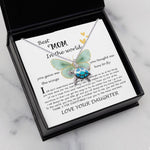 Opal Turtle Necklace - Mom Necklace Gift - Daughter Gift To Best Mom, You Gave Me The Wings To Fly Mom Necklace