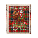 Personalized Gift Plaid Tartan Blanket Clan Boyd With Moose Lover Xmas Gift Santa Riding Christmas Fleece Blanket