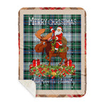 Personalized Gift Plaid Tartan Blanket Clan MacKenzie Dress Ancient With Moose Lover Xmas Gift Santa Riding Buffalo Plaid Christmas Sherpa Blanket