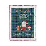 Personalized Gift Tartan Plaid Blanket Clan Campbell Of Cawdor Ancient With Funny Santa Snowman Reindeer Merry Christmas Fleece Blanket, Home Living Room, Plaid Blanket, Tartan Blanket, Scottish Blanket, Buffalo fleece blanket, Christmas Blanket