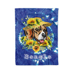 Scotstee Shop - Scotstee Shop Blanket Beagle Dog Love Beagle Sunflower For Dog Lover Blue Tie Dye Hippie Fleece Blanket