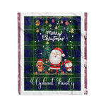 Personalized Gift Tartan Plaid Blanket Clan Oliphant With Funny Santa Snowman Reindeer Merry Christmas Fleece Blanket, Home Living Room, Plaid Blanket, Tartan Blanket, Scottish Blanket, Buffalo fleece blanket, Christmas Blanket