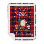 Personalized Gift Tartan Plaid Blanket Clan MacLachlan With Funny Santa Snowman Reindeer Merry Christmas Gift Sherpa Blanket, blue plaid sherpa blanket,blue tartan sherpa blanket,Buchan,buffalo plaid sherpa blanket,christmas sherpa blanket,Christmas Throw Blanket