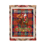 Personalized Gift Plaid Tartan Blanket Clan Nicolson Ancient With Moose Lover Xmas Gift Santa Riding Christmas Fleece Blanket