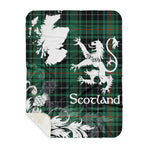 Sherpa Blanket - Tartan Blanket Thistle and Lion Scottish Clan MacAulay Hunting Ancient Plaid Blanket, plaid sherpa blanket queen,purple sherpa blanket,queen sherpa blanket,queen size sherpa blanket,red sherpa blanket,scottish tartan blankets,sherpa blanket,sherpa christmas blanket