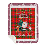 Personalized Gift Tartan Plaid Blanket Clan Sandilands Red With Funny Santa Snowman Reindeer Merry Christmas Gift Sherpa Blanket, blue plaid sherpa blanket,blue tartan sherpa blanket,Buchan,buffalo plaid sherpa blanket,christmas sherpa blanket,Christmas Throw Blanket