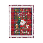 Personalized Gift Tartan Plaid Blanket Clan Shaw With Funny Santa Snowman Reindeer Merry Christmas Fleece Blanket, Home Living Room, Plaid Blanket, Tartan Blanket, Scottish Blanket, Buffalo fleece blanket, Christmas Blanket