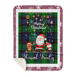 Personalized Gift Tartan Plaid Blanket Clan Stewart Old Modern With Funny Santa Snowman Reindeer Merry Christmas Gift Sherpa Blanket, blue plaid sherpa blanket,blue tartan sherpa blanket,Buchan,buffalo plaid sherpa blanket,christmas sherpa blanket,Christmas Throw Blanket