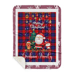 Personalized Gift Tartan Plaid Blanket Clan Graham of Menteith Red With Funny Santa Snowman Reindeer Merry Christmas Gift Sherpa Blanket, blue plaid sherpa blanket,blue tartan sherpa blanket,Buchan,buffalo plaid sherpa blanket,christmas sherpa blanket,Christmas Throw Blanket
