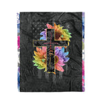 Scotstee Shop - Fleece Blanket - Faith Sunflower American Flag Rainbow Cross Christ Gifts Fleece Blanket