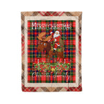 Personalized Gift Plaid Tartan Blanket Clan Christie With Moose Lover Xmas Gift Santa Riding Christmas Fleece Blanket