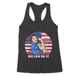 Feminist Rosie The Riveter Patriotic USA Flag 4th of July Women's Tank Top - Scotstee Shop