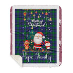 Personalized Gift Tartan Plaid Blanket Clan Hope With Funny Santa Snowman Reindeer Merry Christmas Gift Sherpa Blanket, blue plaid sherpa blanket,blue tartan sherpa blanket,Buchan,buffalo plaid sherpa blanket,christmas sherpa blanket,Christmas Throw Blanket