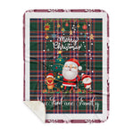 Personalized Gift Tartan Plaid Blanket Clan MacFarlane With Funny Santa Snowman Reindeer Merry Christmas Gift Sherpa Blanket, blue plaid sherpa blanket,blue tartan sherpa blanket,Buchan,buffalo plaid sherpa blanket,christmas sherpa blanket,Christmas Throw Blanket