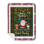 Personalized Gift Tartan Plaid Blanket Clan Bisset With Funny Santa Snowman Reindeer Merry Christmas Gift Sherpa Blanket, blue plaid sherpa blanket,blue tartan sherpa blanket,Buchan,buffalo plaid sherpa blanket,christmas sherpa blanket,Christmas Throw Blanket