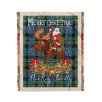 Personalized Gift Plaid Tartan Blanket Clan MacKay Ancient With Moose Lover Xmas Gift Santa Riding Christmas Fleece Blanket