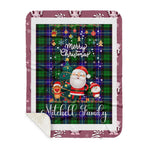 Personalized Gift Tartan Plaid Blanket Clan Mitchell With Funny Santa Snowman Reindeer Merry Christmas Gift Sherpa Blanket, blue plaid sherpa blanket,blue tartan sherpa blanket,Buchan,buffalo plaid sherpa blanket,christmas sherpa blanket,Christmas Throw Blanket