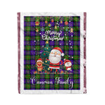 Personalized Gift Tartan Plaid Blanket Clan Cameron With Funny Santa Snowman Reindeer Merry Christmas Fleece Blanket, Home Living Room, Plaid Blanket, Tartan Blanket, Scottish Blanket, Buffalo fleece blanket, Christmas Blanket