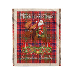 Personalized Gift Plaid Tartan Blanket Clan Lumsden With Moose Lover Xmas Gift Santa Riding Christmas Fleece Blanket