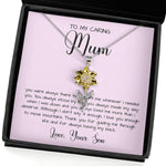 Gift For Mom From Son To My Caring Mum Necklace, Gift For Mother's Day Jewelry Sunflower Pendant Necklace
