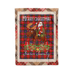 Personalized Gift Plaid Tartan Blanket Clan Fraser With Moose Lover Xmas Gift Santa Riding Christmas Fleece Blanket