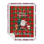 Scotstee Shop - Personalized Gift Tartan Plaid Blanket Clan Chisholm With Funny Santa Snowman Reindeer Merry Christmas Gift Sherpa Blanket