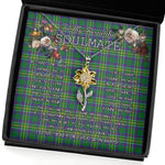 To My Beautiful Soulmate Sunflower Necklace In Your Eyes I Have Found My Home Clan Hunter of Hunterston Tartan Jewelry For Girlfriend, Tartan Sunflower Pendant Necklace, Scottish Tartan Jewelry, valentine necklace, necklace girlfriend, necklace for wife, cute necklaces for girlfriend, jewelry for girlfriend, to my soulmate necklace, to my future wife necklace