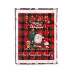Personalized Gift Tartan Plaid Blanket Clan MacNaughton With Funny Santa Snowman Reindeer Merry Christmas Fleece Blanket, Home Living Room, Plaid Blanket, Tartan Blanket, Scottish Blanket, Buffalo fleece blanket, Christmas Blanket