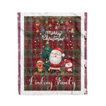 Personalized Gift Tartan Plaid Blanket Clan Lindsay With Funny Santa Snowman Reindeer Merry Christmas Fleece Blanket, Home Living Room, Plaid Blanket, Tartan Blanket, Scottish Blanket, Buffalo fleece blanket, Christmas Blanket