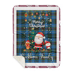 Personalized Gift Tartan Plaid Blanket Clan Cockburn With Funny Santa Snowman Reindeer Merry Christmas Gift Sherpa Blanket, blue plaid sherpa blanket,blue tartan sherpa blanket,Buchan,buffalo plaid sherpa blanket,christmas sherpa blanket,Christmas Throw Blanket