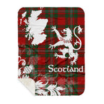 Sherpa Blanket - Tartan Blanket Thistle and Lion Scottish Clan Gregor Plaid Blanket, plaid sherpa blanket queen,purple sherpa blanket,queen sherpa blanket,queen size sherpa blanket,red sherpa blanket,scottish tartan blankets,sherpa blanket,sherpa christmas blanket