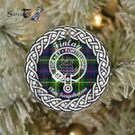 Finlay Tartan Ornament,  ceramic ornament, personalized christmas ornaments, christmas tree ornaments, christmas door decorations, Plaid Ornament, Tartan Ceramic Ornament