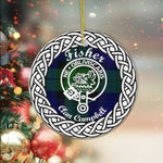 Fisher Tartan Ornament,  ceramic ornament, personalized christmas ornaments, christmas tree ornaments, christmas door decorations, Plaid Ornament, Tartan Ceramic Ornament