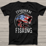 Scotstee Shop - Fishing America USA 4th of July I'd Rather Be Fishing 4th Of July Shirt
