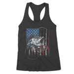 Fishing American Flag Vintage USA Bass Fisherman Gift Women's Tank Top - Scotstee Shop