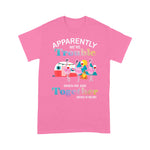Flamingo Shirt Apparently We're Trouble Flamingo Drink Wine Camping Funny ER Shirts - Scotstee Shop