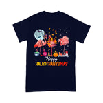Flamingo Shirt Flamingo Halloween And Merry Christmas Funny Happy Hallothanksmas Flamingo Halloween Shirt - Scotstee Shop