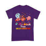 Flamingo Shirt Flamingo Halloween And Merry Christmas Funny Happy Hallothanksmas Flamingo Halloween Shirt - Scotstee Shop