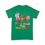 Flamingo Shirt Flamingo Halloween And Merry Christmas Funny Happy Hallothanksmas Flamingo Halloween Shirt - Scotstee Shop