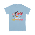 Flamingo Shirt Flamingo Halloween And Merry Christmas Happy Hallothanksmas Flamingo Halloween Shirt Flamingo Christmas Shirt - Scotstee Shop