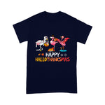 Flamingo Shirt Flamingo Halloween And Merry Christmas Happy Hallothanksmas Flamingo Halloween Shirt Flamingo Christmas Shirt - Scotstee Shop