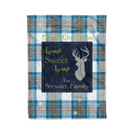 Fleece Blanket - Personalized Fleece Blankets Tartan Blanket Christmas Holiday Tartan Clan Stewart Muted Blue Plaid Blanket - Scotstee Shop