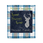 Fleece Blanket - Personalized Fleece Blankets Tartan Blanket Christmas Holiday Tartan Clan Stewart Muted Blue Plaid Blanket - Scotstee Shop