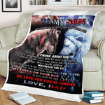 Fleece Blanket Personalized From Lion Dad To My Wolf Son Gift From Fathers Day Blanket - Scotstee Shop