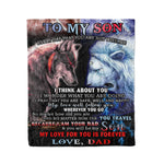Fleece Blanket Personalized From Lion Dad To My Wolf Son Gift From Fathers Day Blanket - Scotstee Shop